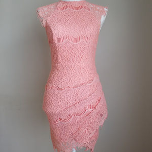 Coral Lace Mini Dress